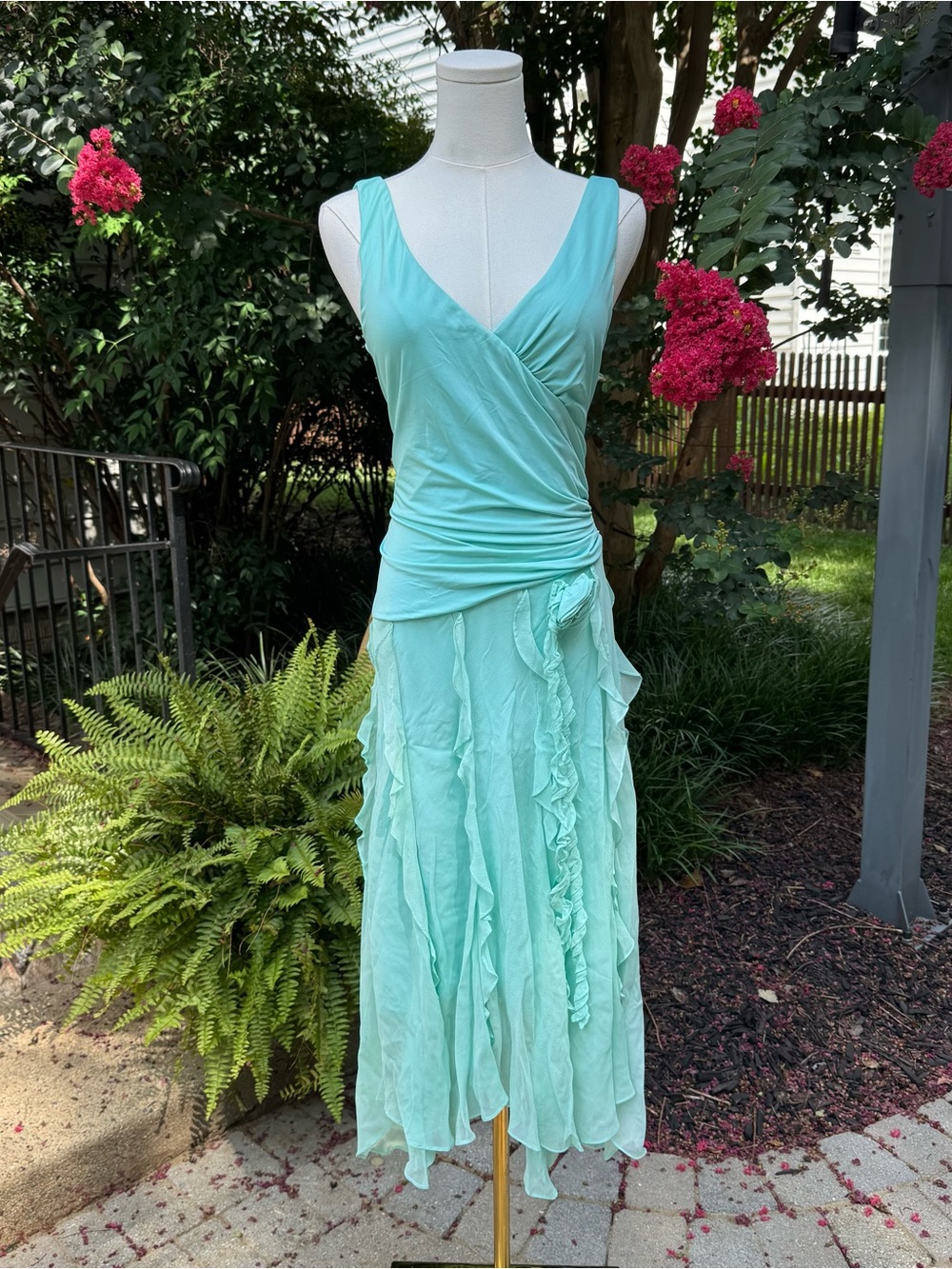 Vintage Fairycore Lapis Sleeveless Wrap Maxi Dress